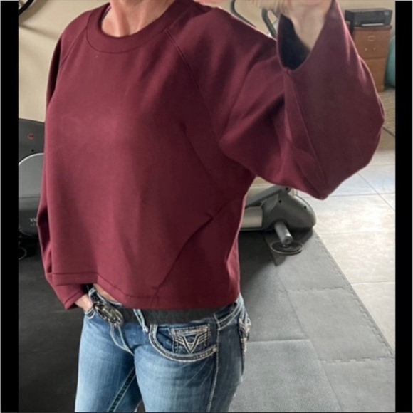 ❤️LULULEMON AIR WRAP CROPPED CREW *MODAL-RED MERLOT-12-NWOT❤️ - Picture 9 of 16